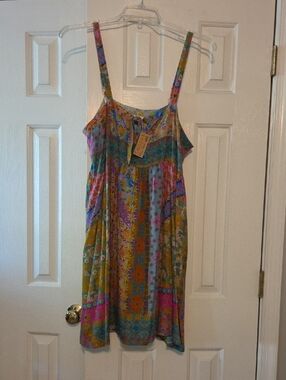 NATURAL LIFE Floral Patchwork Summer Dress in Multicolor